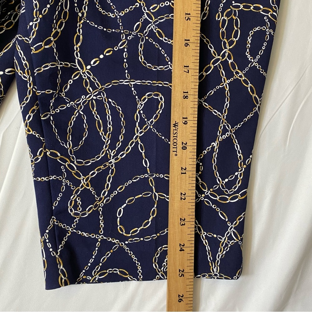 Vintage Navy Blue Chain Print Pants, Preppy Equestrian Summer Country Club Vibes - Picture 10 of 10